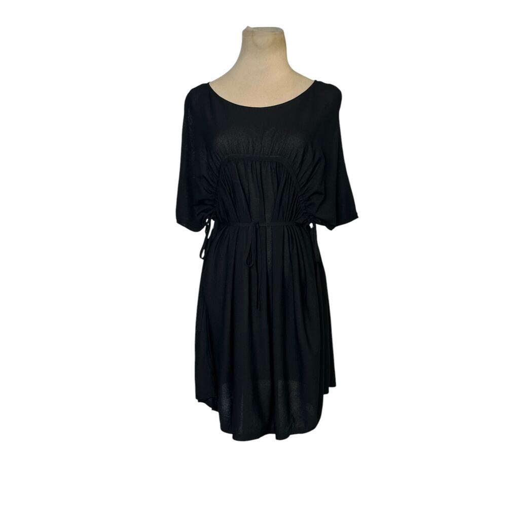 COS black dolman sleeves sides ties cover up mini dress size small